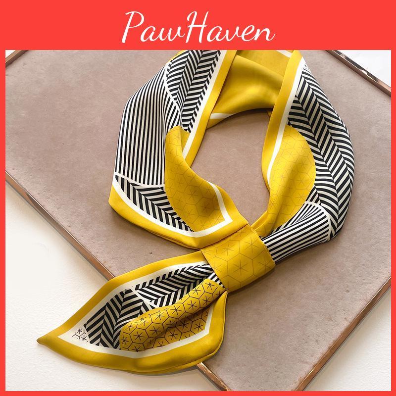 Striped Silk Scarf Imitation Long Diagonal Plaid Perfect For Spring Summer