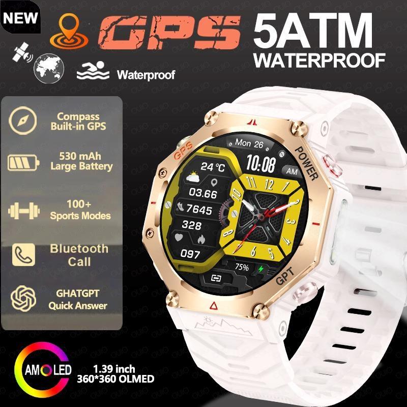 2026 Outdoor Sport Smart Watch GPS Built-in Dual-band GNSS Compass Waterproof Military AI Assistant Sport Smartwatch Men Woman