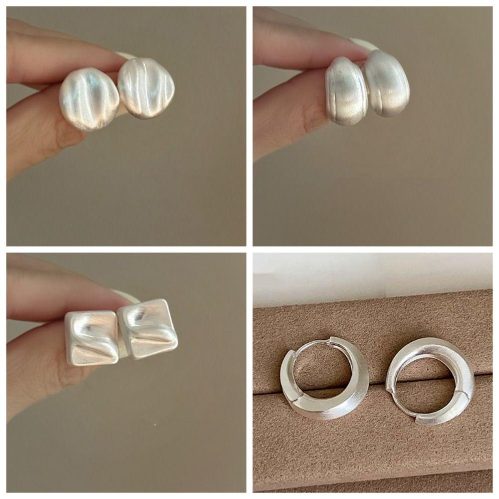 1 pair Elegant Metal Brushed Earrings Ear Jewelry Hypoallergenic Irregular Geometry Earrings Mini Waterproof