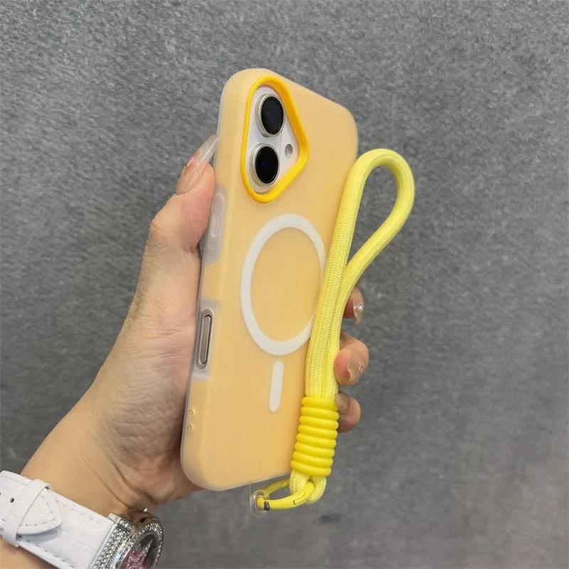 Soft With lanyard Silicone For Magsafe Case for For Iphone 17 16 15 14 Plus 13 12 11 Pro Max Wireless Charge Magnetic Cover