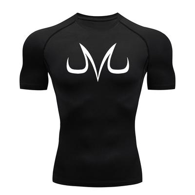 Grafische Kompressionsshirts für Herren Sommer Kurzarm Rash Guard Gym Workout T-Shirt Athletische Schnelltrocknende Baselayer Unterhemden