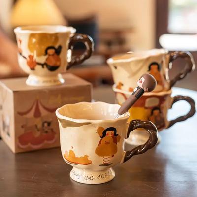 Vintage Artistic Ceramic Cup with High Aesthetic Value for Home Use Drinking Water Mug for Girls  Cute  Mugs Coffee Cups Mugs