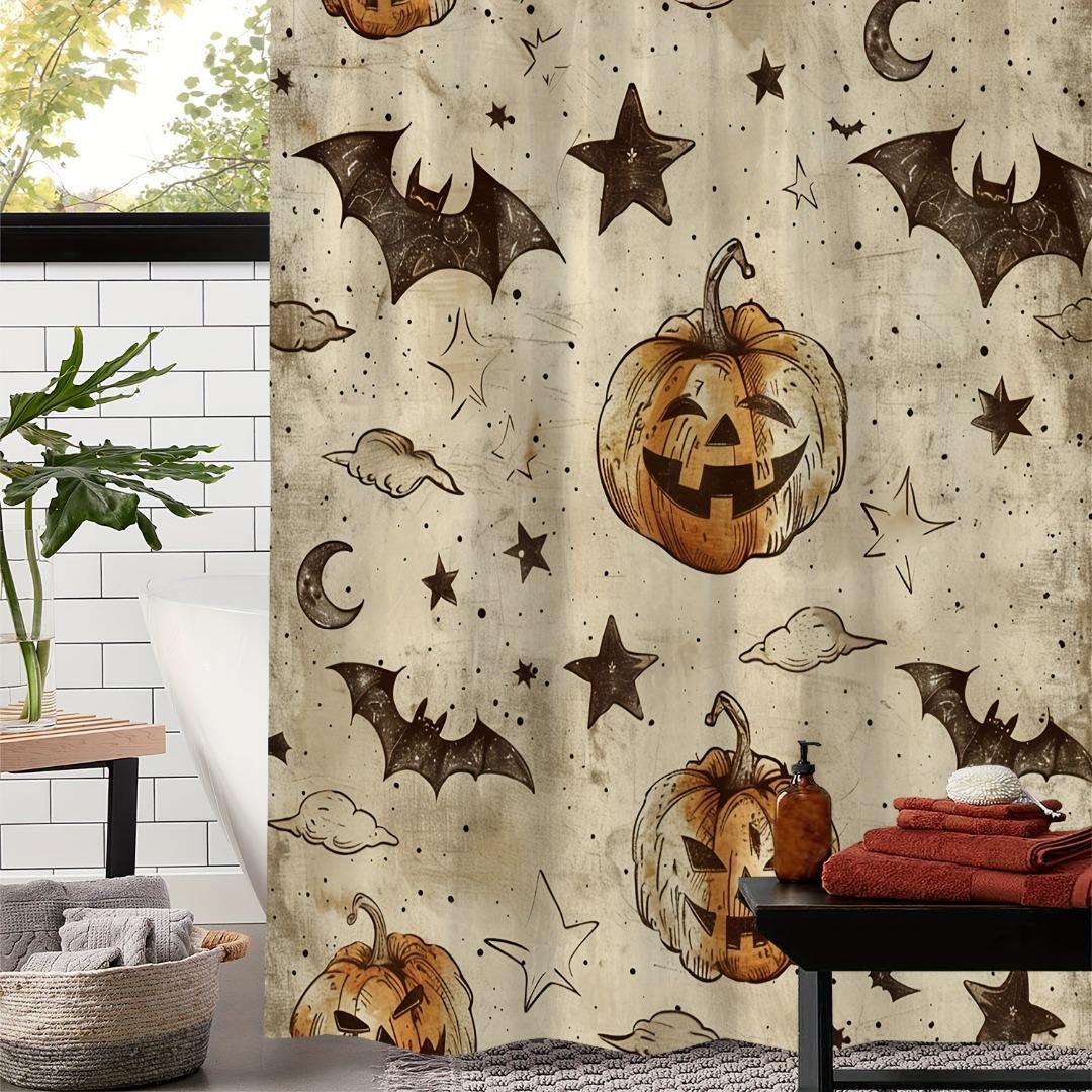 

1/4Pcs Halloween Decoration Evil Pumpkin Pattern Shower Curtain Bathroom Decor Halloween Decoration Indoor Shower Curtain Only90x180curtain
