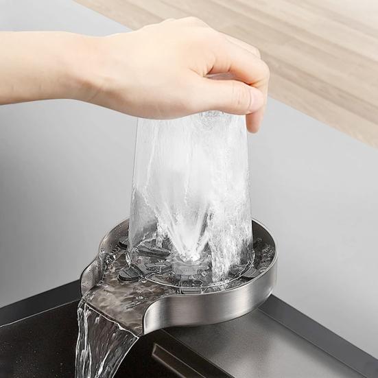 Vysokotlaký oplachovač skla 6 čepelí 9 otvorů Lis na EU zástrčku Automatické čištění Nerezová myčka na poháry Čistič Domácí bar Příslušenství ke kavárně