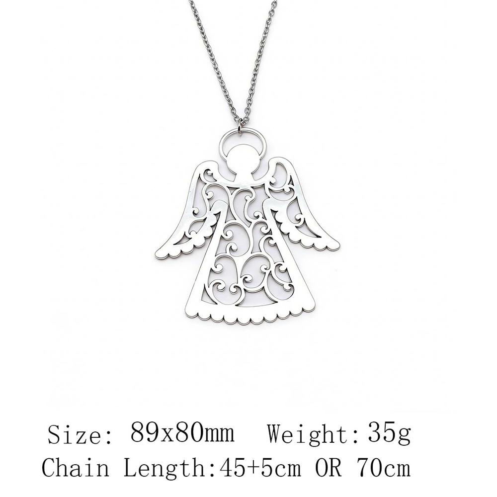 Vintage Angel Wing Pendant Necklace Alloy Feather Guardian Charm Necklaces Blessing Jewelry Gift For Making