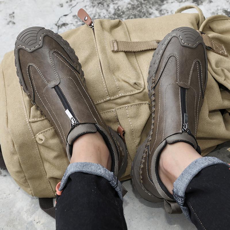 Fashion Men's Soft Sole Shoes Casual Sneakers Men's Leather Shoes Driving Handmade Luxury Leather Shoes Mens Thick Soled Sneakers Shoes