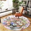 1PC Flowers Bucket Office Round Area Rug, Under Office Chairs Bedroom Living Room Home Decor, Carpet for Office -1110024