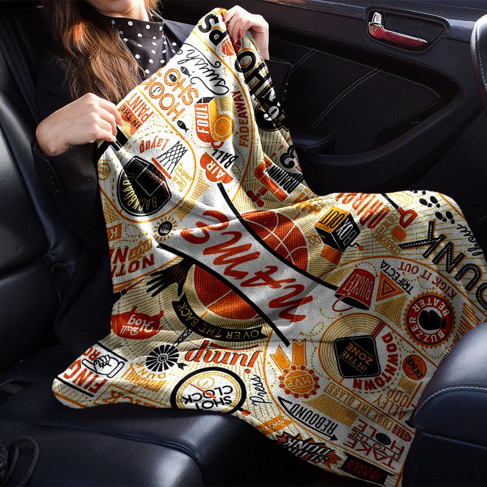 Custom Name basketball Theme Printed Blanket - Perfect for Couch, Bed, Travel & Outdoor Use | Machine Washable, Cozy & Durable.