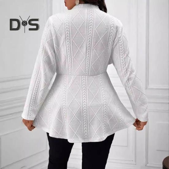 Fall Winter Lady Suit Coat Single Button Textured Jaquard Solid Color Mid Length Deep V Neck Long Sleeves Formal Business Style Lady Commuting Jacket