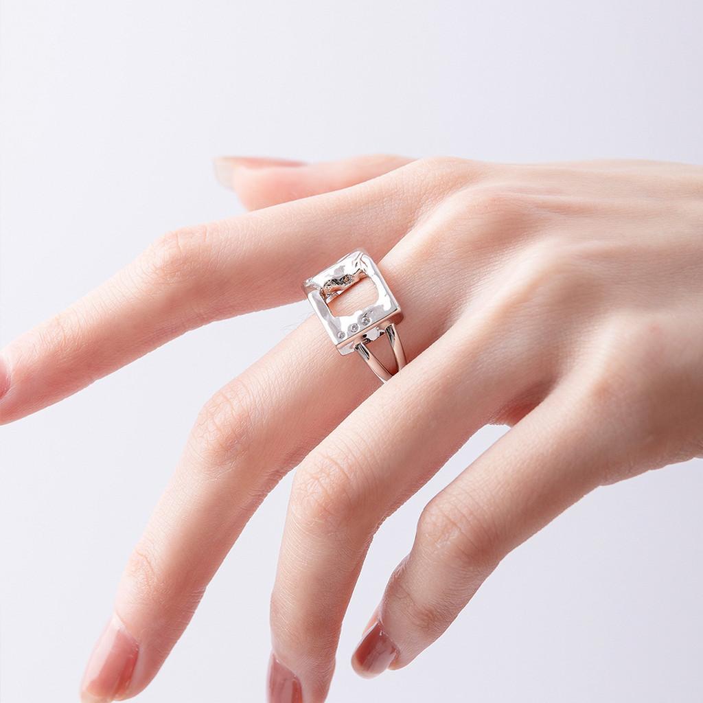 Asymmetrical Copper Elegant Ring For Women Minimalist Style Unique Statement Fashion