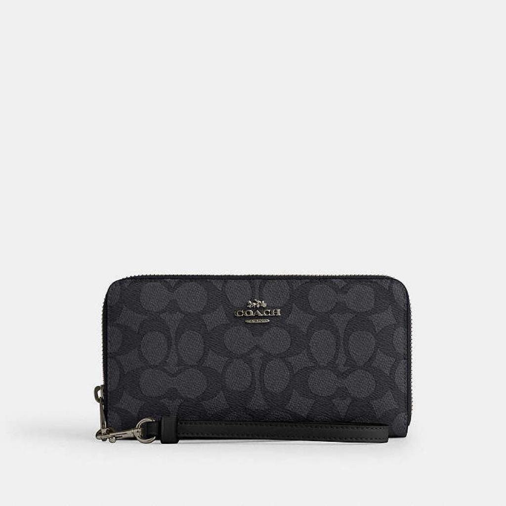 Coach Signature Long Wallet Round Zipper Black