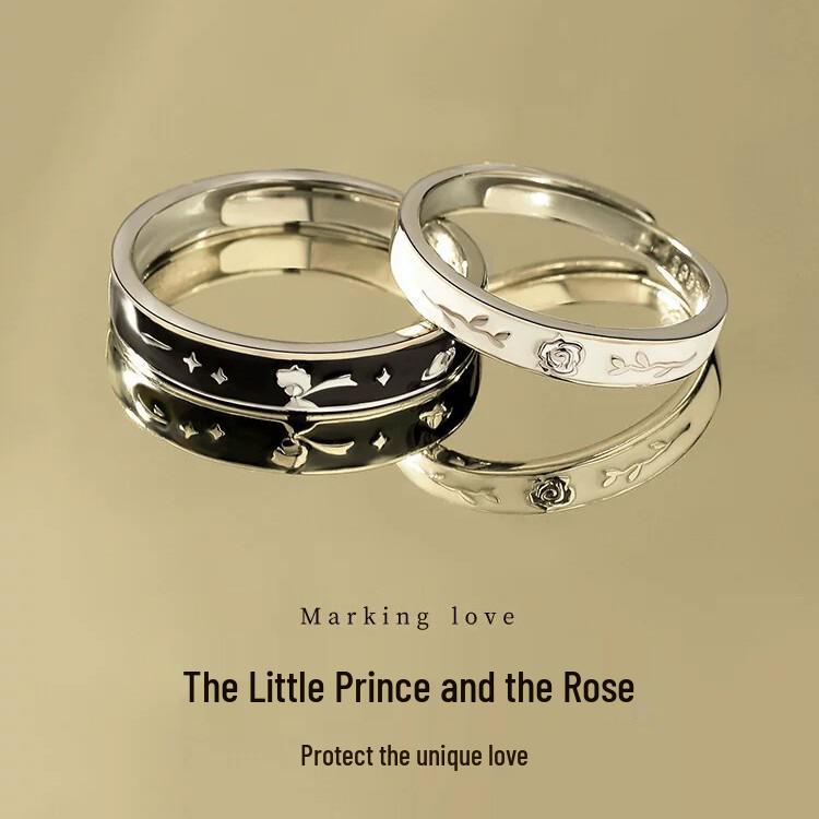 Der kleine Prinz & Rose Offene passende Ringe - Einfacher Mode-Stil für Paare