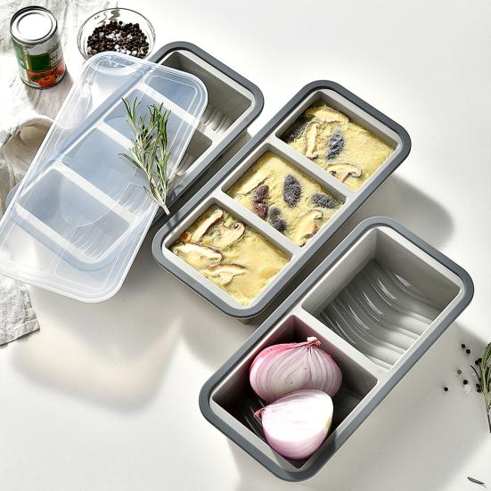 Silicone Snack Containers with Sealed Lid 2/3/4 Compartments Condiment Box High/Low Temp Resistant Divided Food Container for School Travel