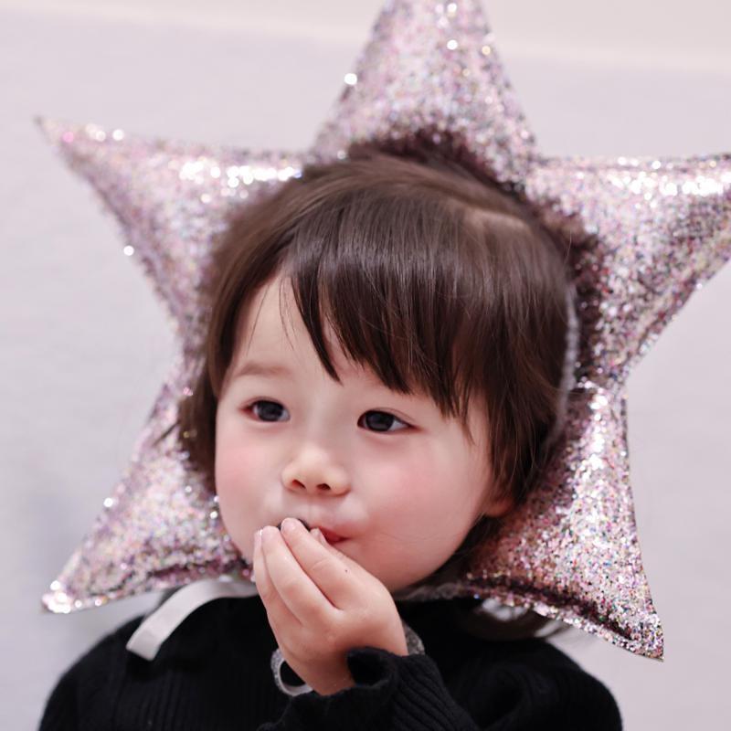 Stjärnhuvudstycke Klämma Krona Glitterig Stjärnhatt Hårstyling för Halloween Hårband Hatt Prinsessa Foto Rekvisita