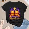 Women's Halloween Print Short Sleeve T-Shirt Casual Neck Tee Top