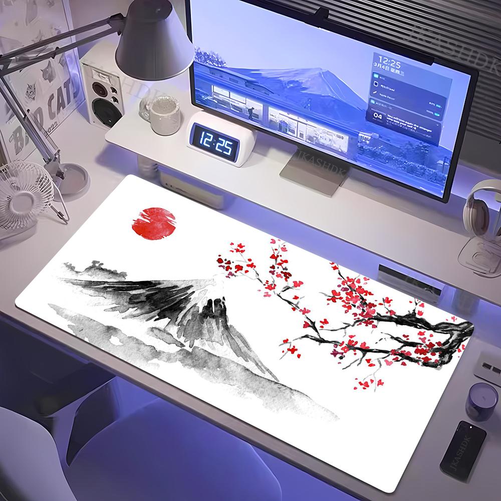 Table Computer Desk Accessories Cherry Blossoms Gamer Setup Decoration Gaming Pad Desktop Mat Wireless Mouse Ped White Mousepad