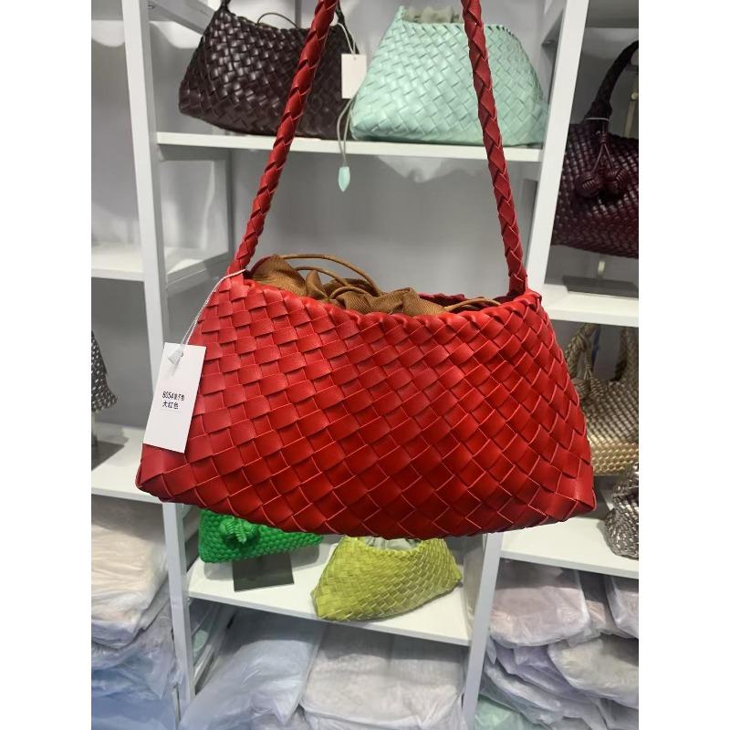 

Женская сумка-лодочка на одно плечо, модная плетеная сумка ручной работы, универсальная сумка под мышкой, ретро сумка-тоут для мамы и ребенка красный