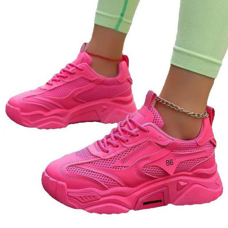 Fashion Women Pink Platform Sports Shoes Thick Sole Chunky Casual Shoes Women Spring Tennis Fashion Slip On Outdoors Walking Sneakers