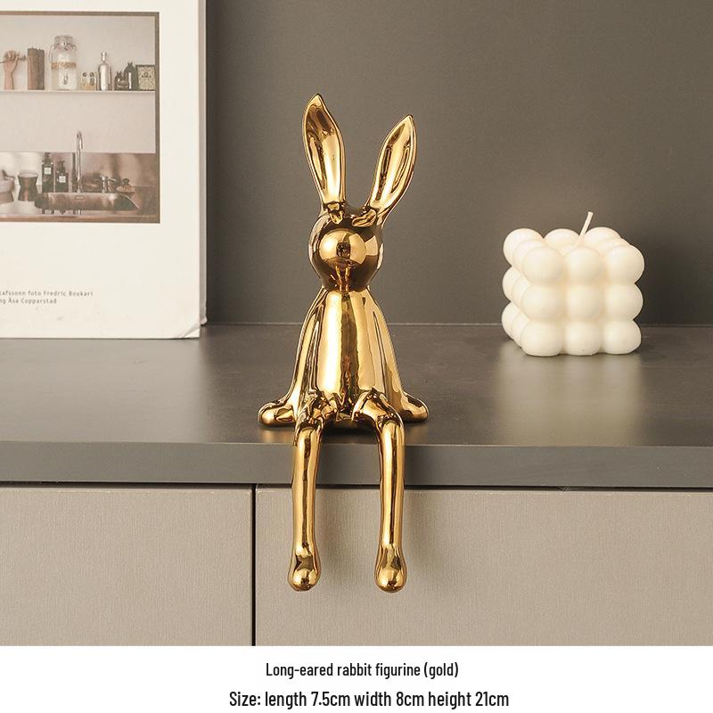 Keramik-Kaninchen-Ornamente für die Heimdekoration - Wohnzimmer, TV-Schrank, Flur, Weinschrank-Dekoration