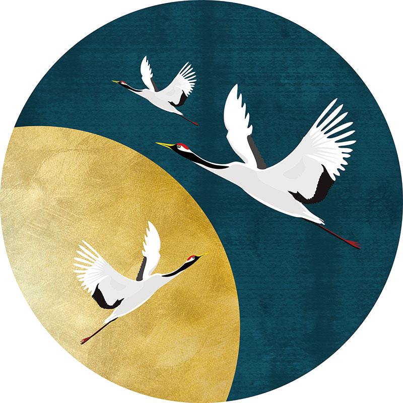 Chiness Style Round Carpet for Living Room Geometric Wave Print Floor Mat for Bedroom Kids Room Computer Chair Parlor Area Rugs