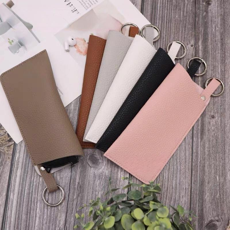Luxury Women'S Eyeglass Case Leather Soft Holder Pocket Cases Slim Travel Pouch Keychain For Sunglasses Eyeglasses Eyewear