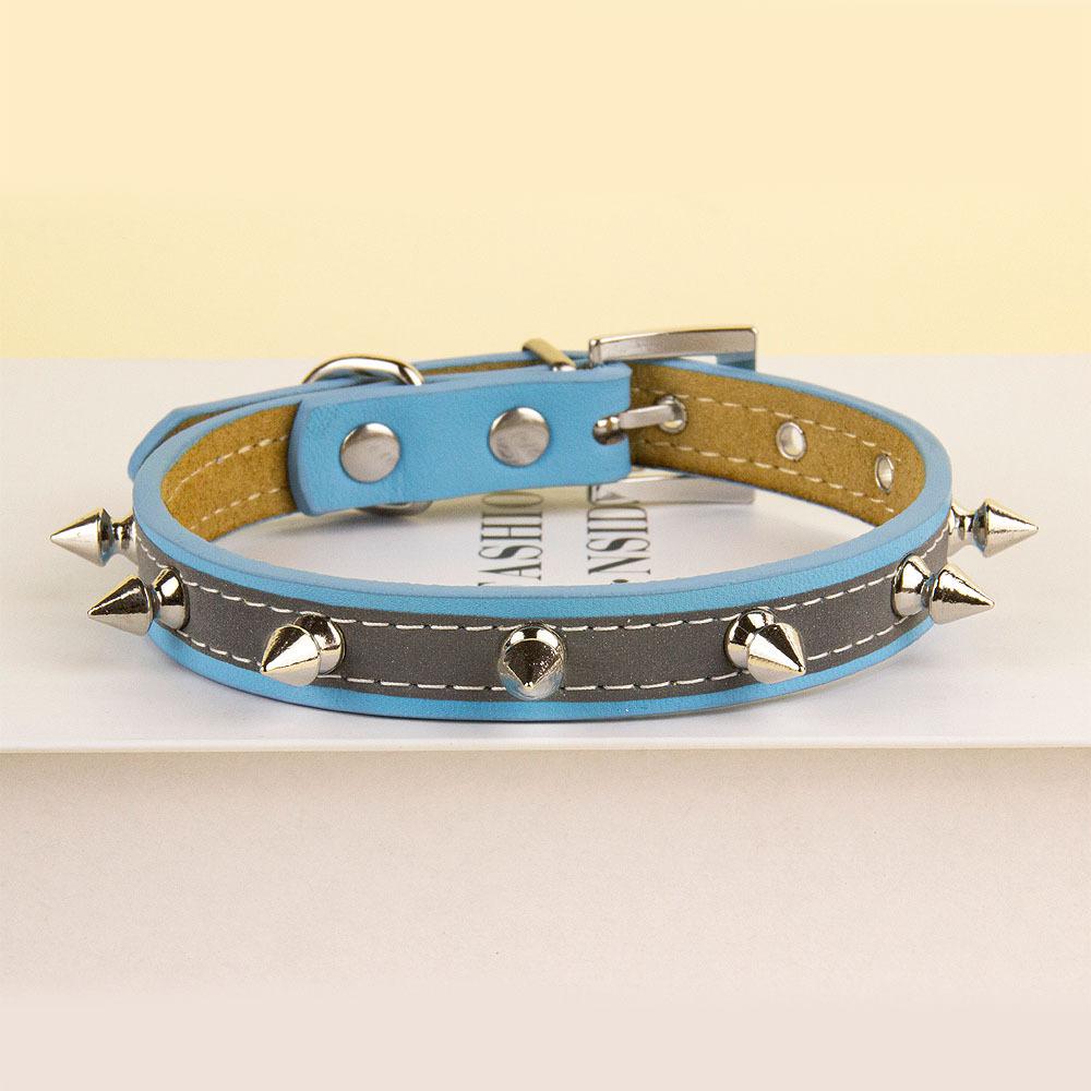Haustierhalsband Punk Nieten Explosiv Personalisiert Metall Schnalle Verstellbar Katze und Hund Universal Halsbedeckung Lederhalsband