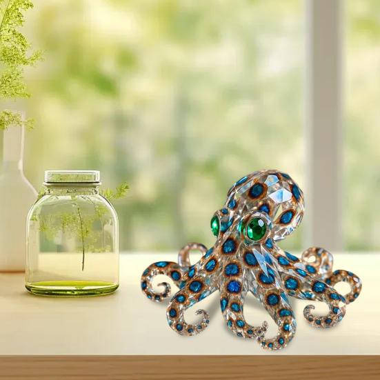 Blue-Ringed Octopus Figurine Animal Statue Realistic Looking Vivid Shape Octopus Resin Ornament Fish Tank Decoration