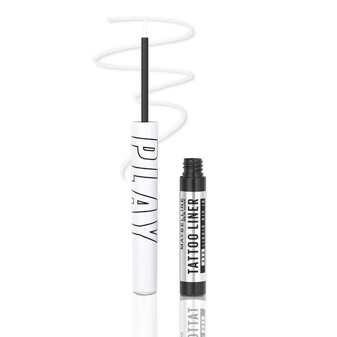 

Maybelline New York Tattoo Play White Liquid Eyeliner 2.1ml Waterproof Smudge Proof Bold Eye Liner Long Lasting Up To 48 Hours Wear