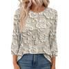 Women's Fashion Casual Round Neck 3/4 Sleeve Loose  Printed T-Shirt Ladies Top