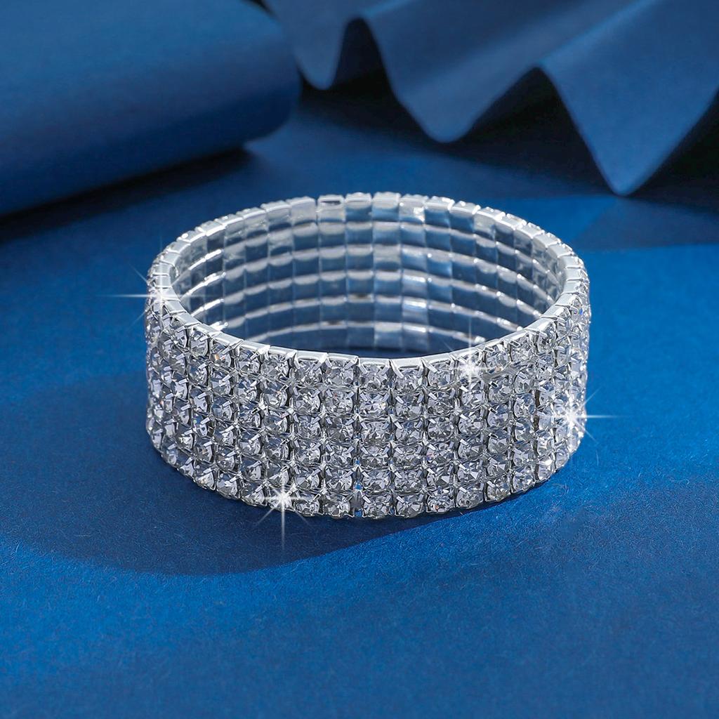 Fashion Light Luxury Multi Row Adjustable Elastic Full Zircon Bracelet Zircon Suitable for Travel, Party, Festival Gifts-5104