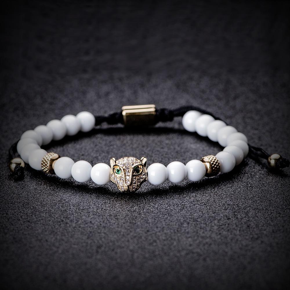 2026 White Bead Crown Bracelet Set Epoxy Roman Numeral Bracelet Set