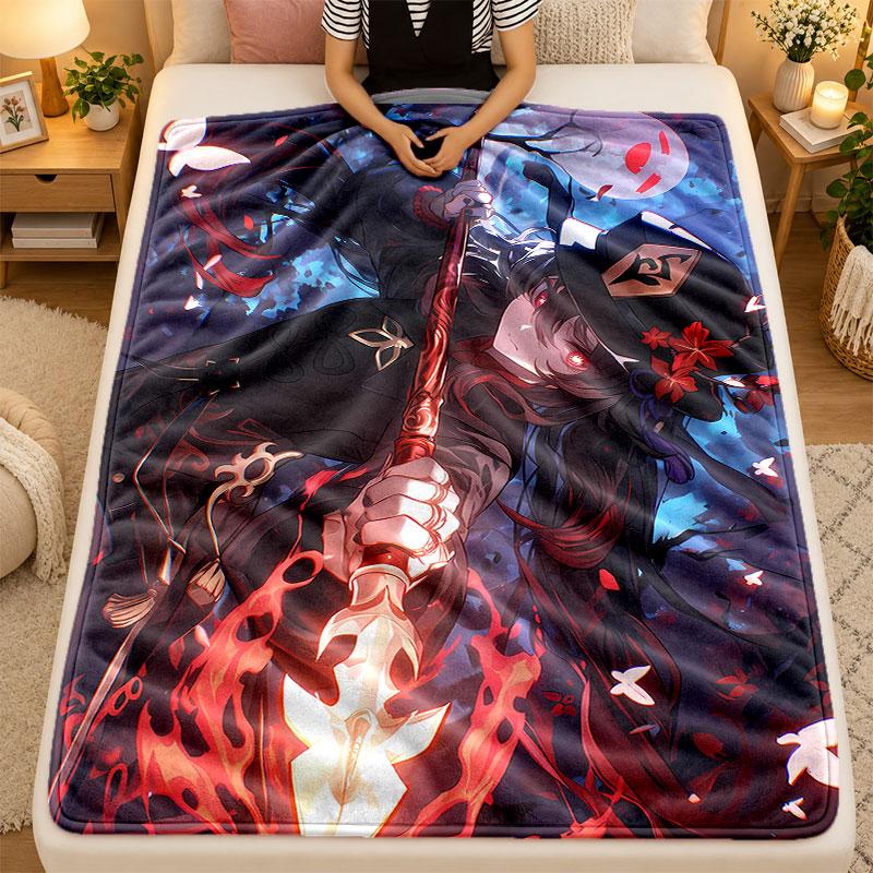 Flannel BlanketGenshin Impact Warm Soft Throw Blanket for Indoor Sofa Bed Living Room Use