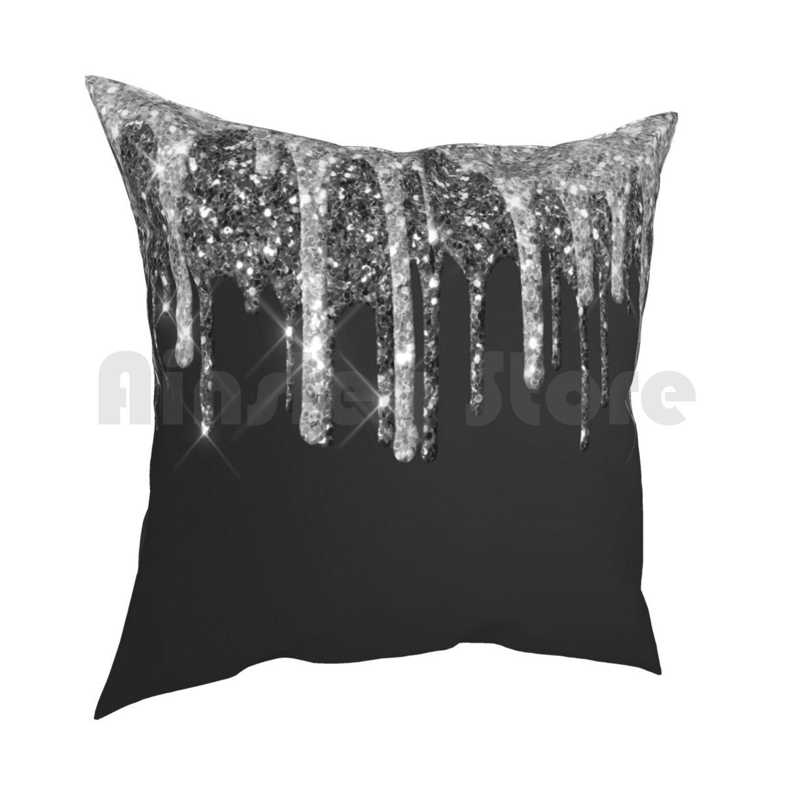 Silver Glitter Pillow Case Printed Home Soft DIY Pillow Cover Silver Glitter Gold Glitter Rose Gold Glitter Glamour Glitter 30x30cm 12x12in