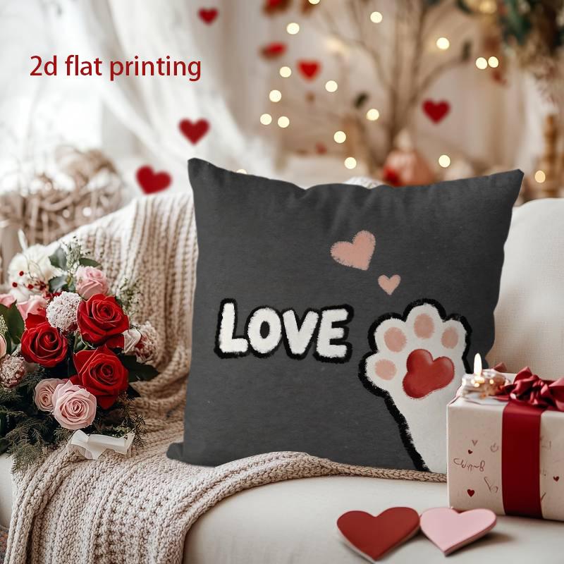 Liebe Pfotenabdruck Kissen: Herzerwärmende Dekoration für Zuhause Muster Kissenbezug Geeignet für Sofa Schlafzimmer Auto Kissenbezug