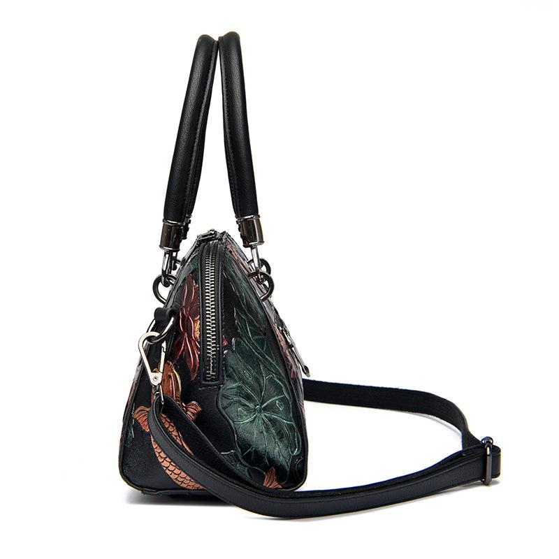 Johnature Luksusowa torebka z wytłoczonym wzorem w stylu retro Wszechstronna moda damska skórzana torba Torby na ramię i crossbody o dużej pojemności