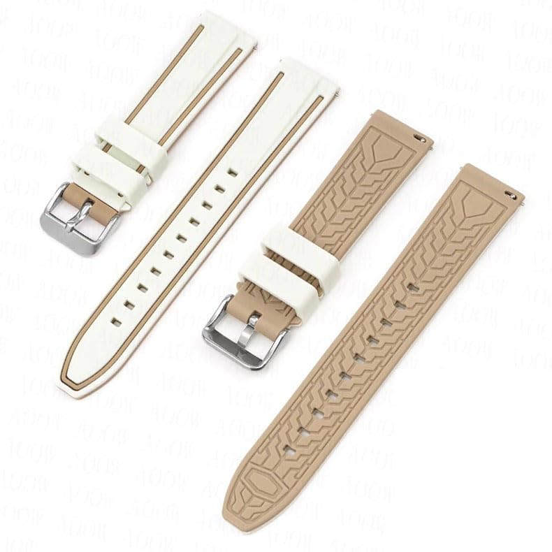 Swatch X OMEGA Compatible Rubber Strap with Double Lines (Cream/Beige Lines)