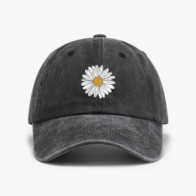 New Daisy Print Baseball Cap Adjustable Hat Retro Distressed Washed Outdoor Golf Fishing Gift Street Style Caps Fashion