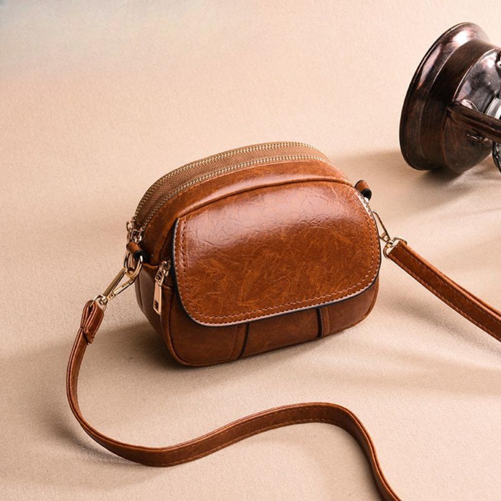 Mini Women's Bag 2025 New Fashion Retro Leather Texture Small Round Bag Shoulder Messenger Bag