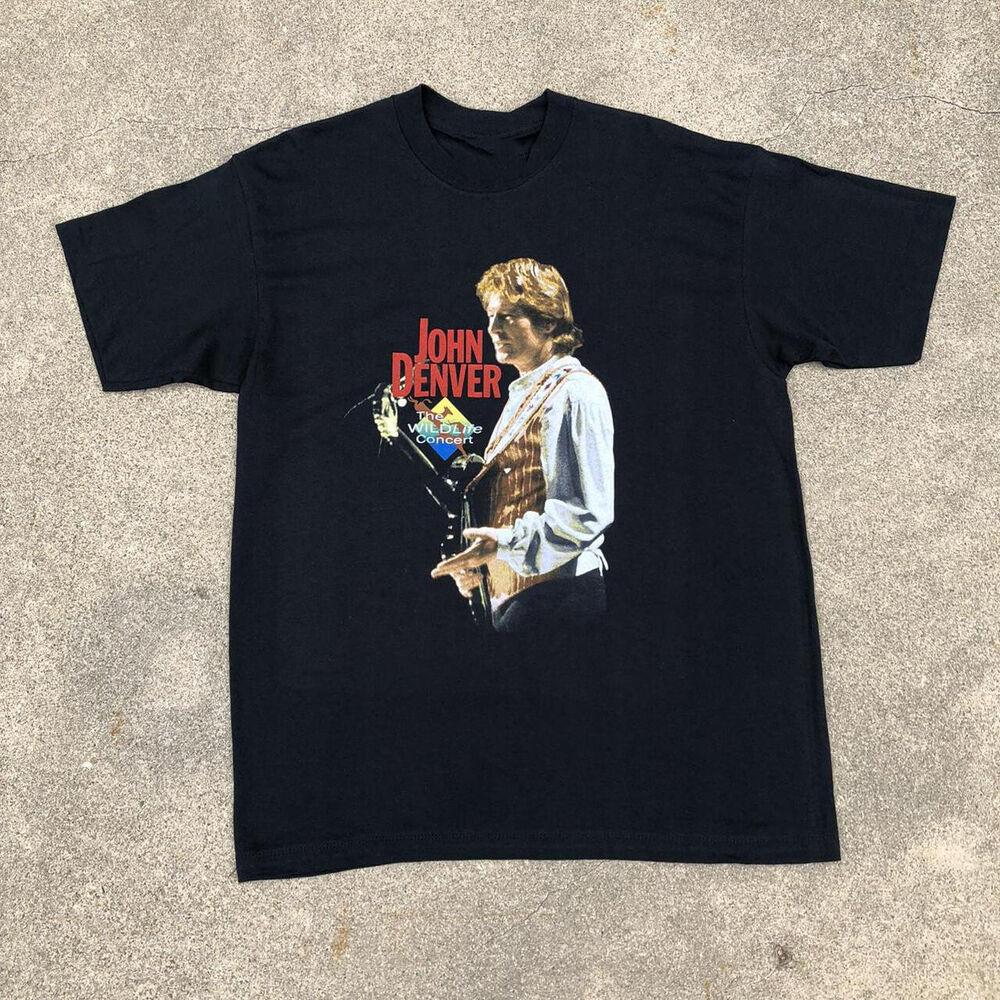 

Vtg John Denver The WildLife Concert Cotton Black Full Size Unisex Shirt Unisex T-Shirt XL