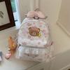 Schoolbag Korean Version Ins Cartoon Bear Backpack Female Niche Design Cute Bow Sweet Print Lace Backpack