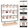 1pc Wooden Earring Display Stand - Sturdy Iron Frame, Painted Rectangular, Space-Saving Organizer Fits Hooks/Pendants/Earrings