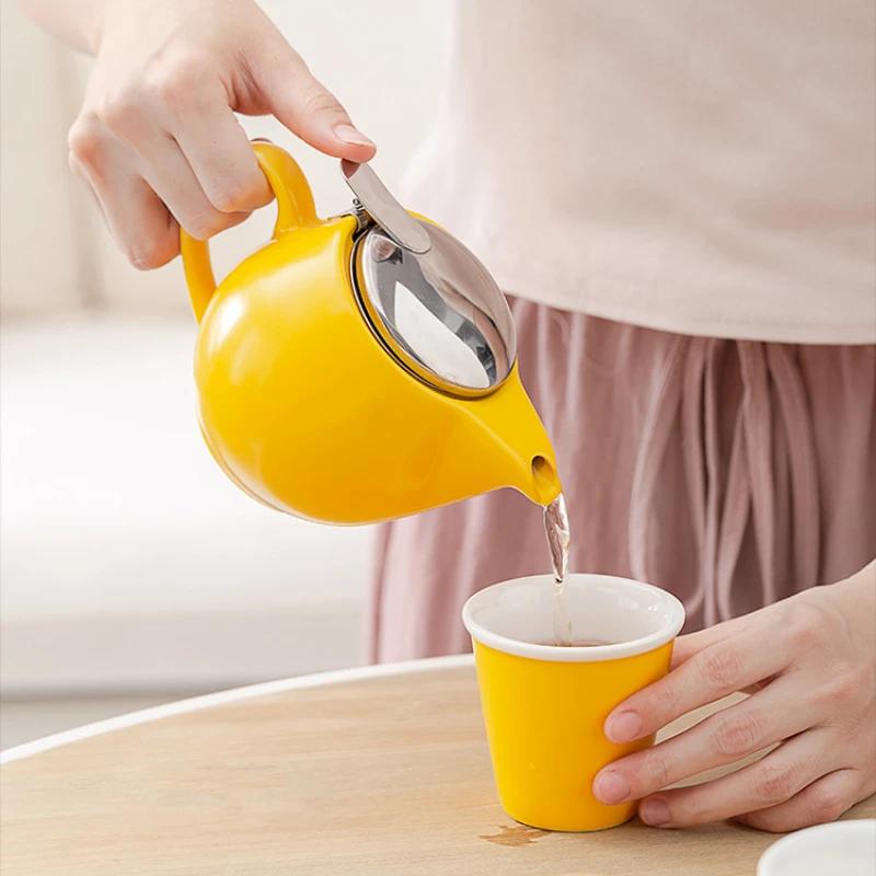 350ml Mini British Ceramic Pot with Filter Handbrewed Coffee Pot Appliance Set Large Portable Teapot Afternoon Christmas Gift