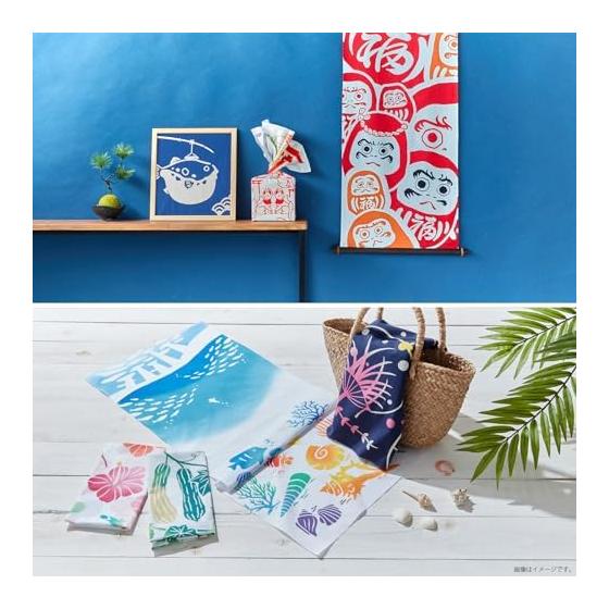 Miyamoto Towel Tenugui Kenema Dyed Tenugui "Underwater Aquarium" Made in Japan, Blue, Approx. 35x90cm, 50246