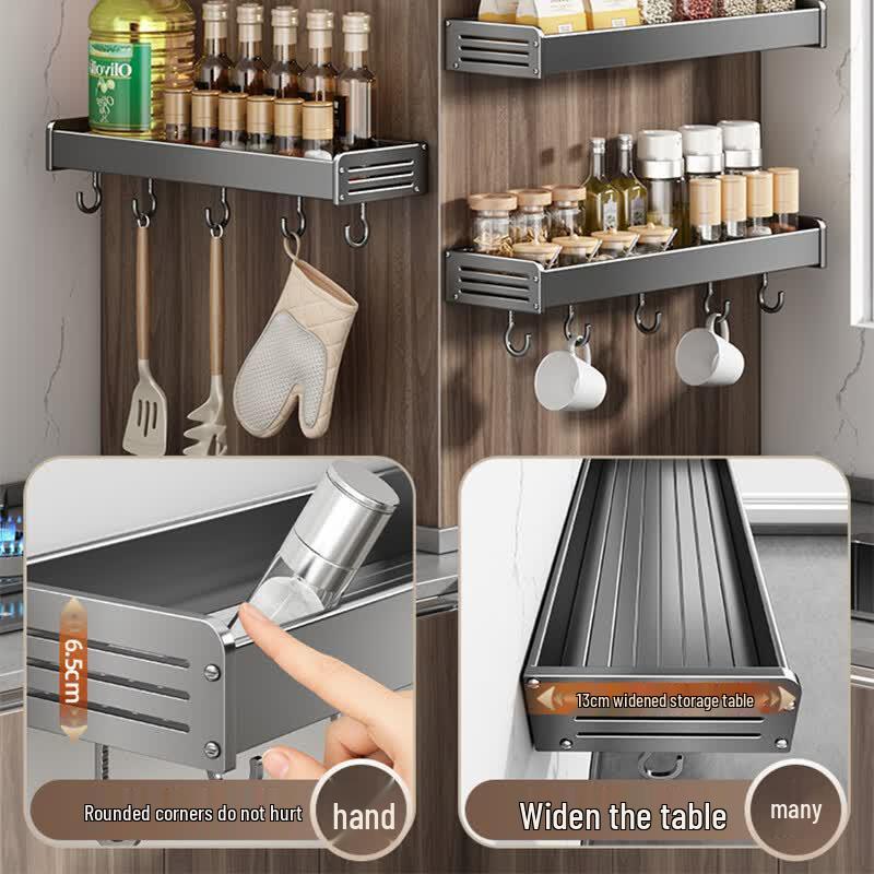 Multifunctional Stainless Steel Wall-Mounted Kitchen Rack