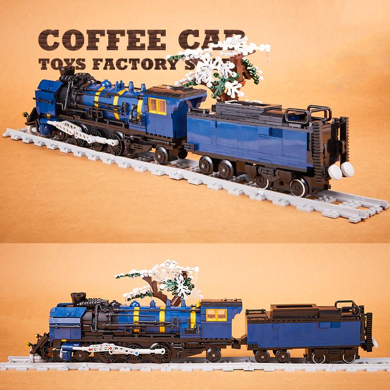 Non-Toxic Vintage Train Building Kits Classic Locomotive Blocks Toys City Railway Cars Bricks Display Model Adult Children Christmas Gifts