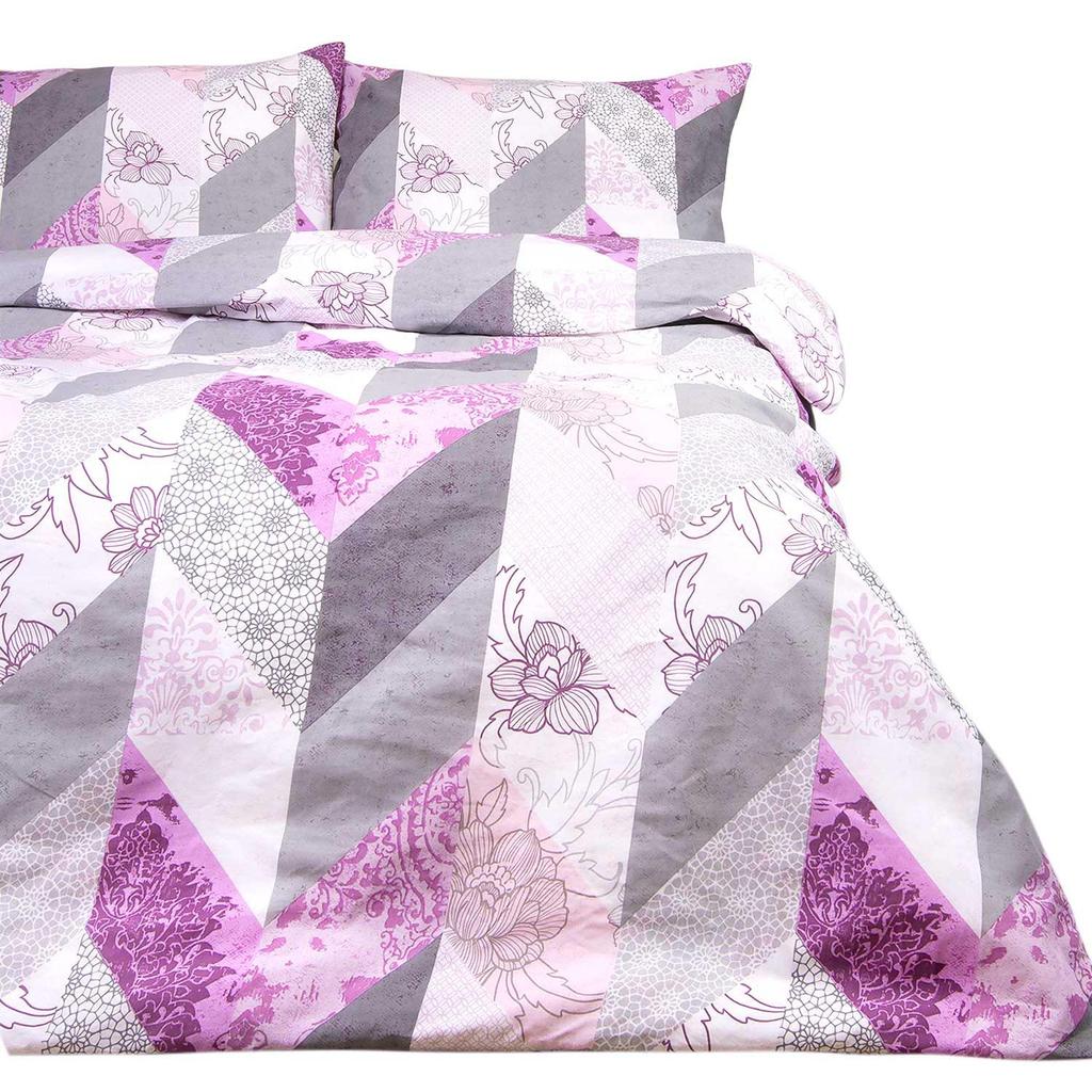 Bedding set 220x200 100% COTTON pink geometric pattern