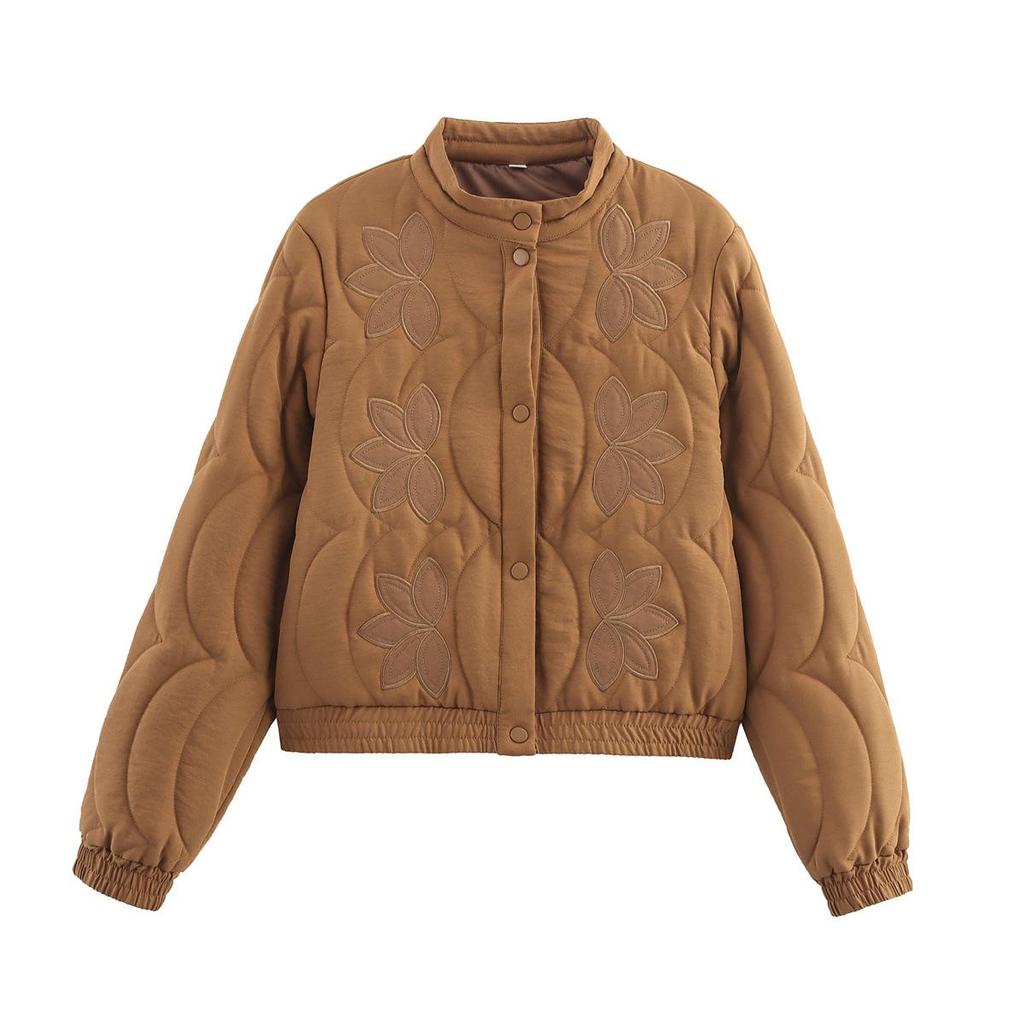 Women's Floral Quilted Embroidered Cotton Jacket - Versatile Casual Fashion (Autumn/Winter 2025) X5067
