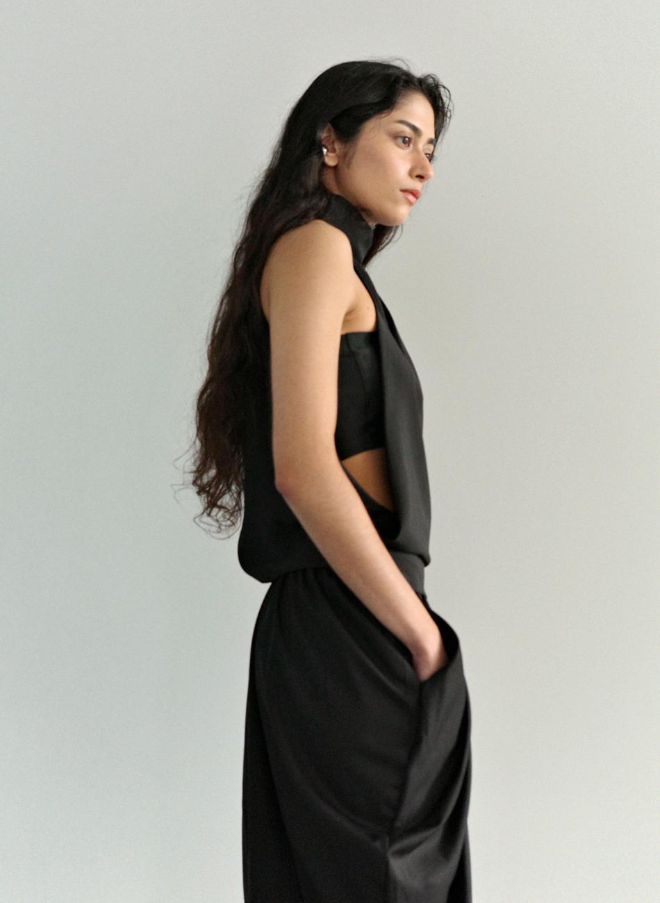 Di Pablo High Neck Black Blouse
