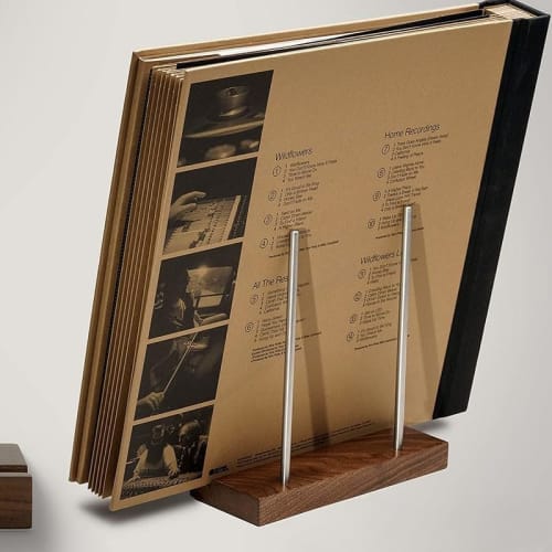 Bule Maple Wooden Record Stand, Record Storage Rack (Black Walnut)