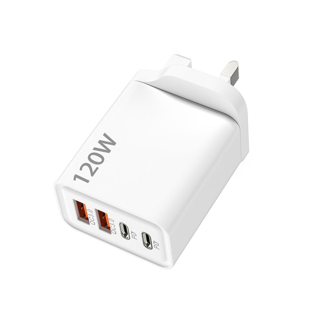 120W 4 in 1 USB C Charger Phone Fast Charger Power Adapter for IPhone Samsung Xiaomi Quick Charge 3.0 EU/US/UK Plug Wall Charger